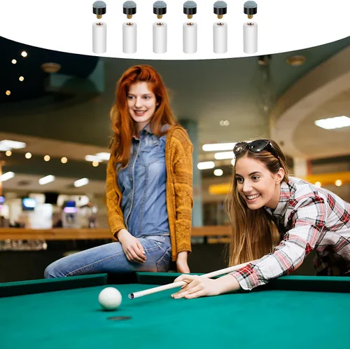 Miniatura 5 de Prasacco 10 juegos de puntas de billar de repuesto con casquillos blancos para taco de billar, puntas de taco de piscina atornilladas, puntas