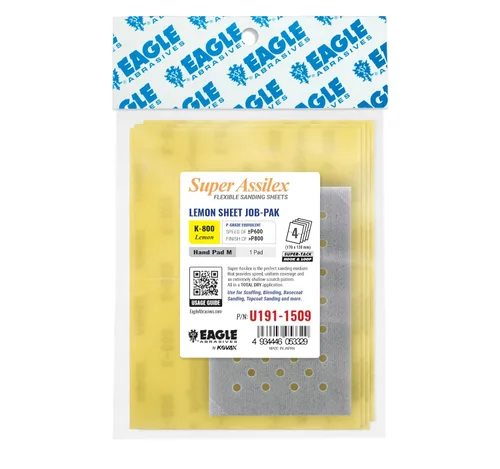 Miniatura 19 de Super Assilex Hojas de Lijado Flexibles Job-PAK, Lime K-1000, U191-2507, 4 Hojas + 1 Almohadilla de Mano M para Medias Hojas K-1000 Lima