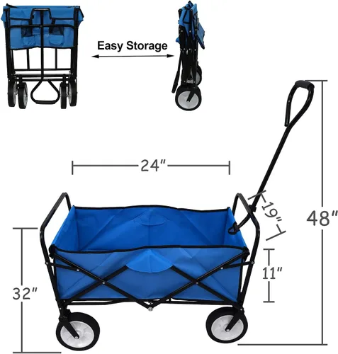 Miniatura 3 de Carro plegable multifunción azul al aire libre ruedas portátiles para uso público, camping, comestibles, compras, transporte de niños, picnic
