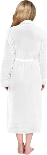 Miniatura 5 de NY Threads - Bata de baño de vellón para mujer con cuello tipo chal, bata larga y suave