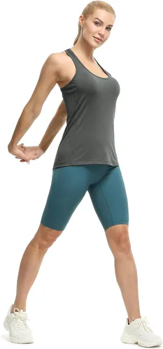 Miniatura 6 de Icyzone Camiseta deportiva con espalda cruzada, sin mangas, para mujer, paquete de 3