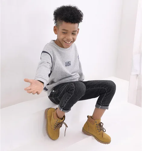 Miniatura 7 de JABASIC Botas de tobillo para niños y niñas, con cordones, cómodas botas de trabajo al aire libre