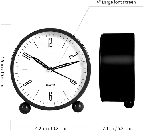 Miniatura 3 de pxy Lindo y seguro reloj despertador para niños alimentado por batería (batería incluida), reloj despertador analógico súper silencioso analógico