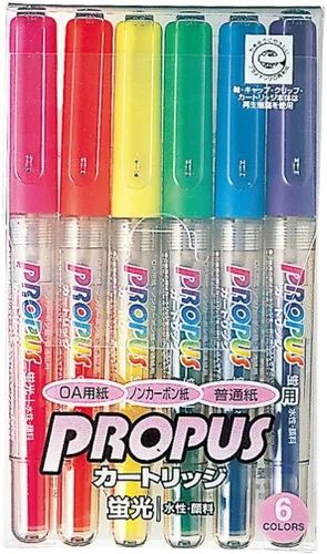 三菱鉛筆 Mitsubishi Pencil PUS1556C Resaltador, Propus, tipo cartucho, 6 colores Juego de 6 colores.