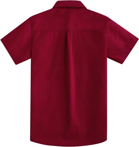 Miniatura 2 de Spring&Gege Camisas de vestir de manga corta para niños Uniforme formal tejido sólido