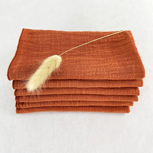 Miniatura 2 de Servilletas de tela de gasa de estopilla, paquete de 6 servilletas de 16 x 16 pulgadas, 100% algodón suave natural, para bodas, fiestas, familia