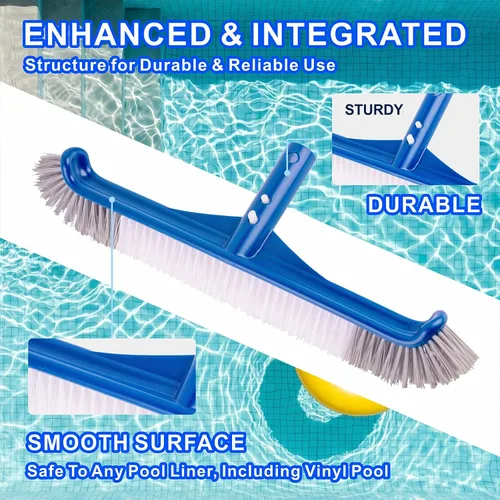 Miniatura 2 de POOLAZA Cepillo de piscina, cabezal de cepillo de piscina de 17.5 pulgadas para piscinas enterradas y piscinas sobre el suelo, cepillo duradero