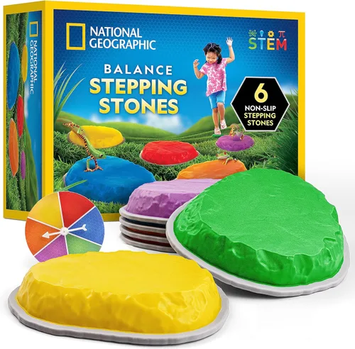 NATIONAL GEOGRAPHIC Piedras de Equilibrio para Niños – 6 Piedras Antideslizantes Duraderas que Fomentan el Equilibrio de los Niños Pequeños y las