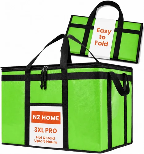 Miniatura 48 de NZ home Durable 3XL PRO Bolsa Térmica Aislada y Calentador de Alimentos para Entrega y Compras de Comestibles con Cremallera Superior, Azul Grado