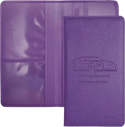 Miniatura 27 de Portador de Tarjeta de Registro e Seguro de Automóvil - Cartera Estuche Organizador de Documentos y Papeles de Automóvil de Cuero para Guantera