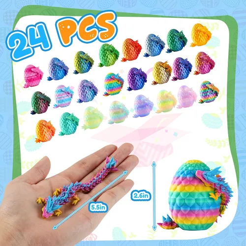 Miniatura 5 de Rapean Huevos de dragón impresos en 3D, huevo de dragón de cristal misterioso para rellenos de cestas de Pascua y esenciales, juguetes y decoración