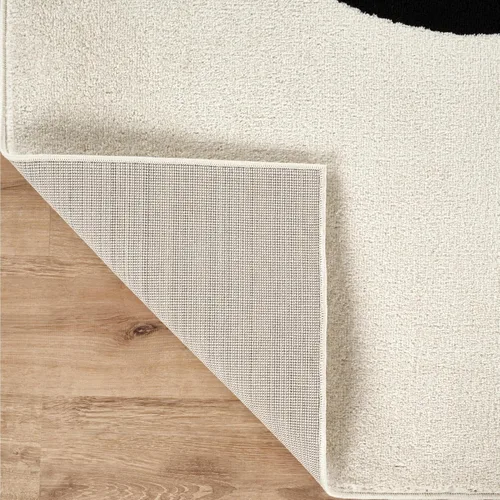 Miniatura 7 de Abani Alfombra abstracta de color beige/negro, 4 x 6 pies, diseño moderno de línea curva, colección Deco, fácil de limpiar, duradera para zonas