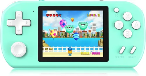 Juegos de Mano para Niños con 218 Juegos de Video Integrados, Juguetes de Viaje Portátiles para Niños de 4 a 13 Años con Batería Recargable, Cian