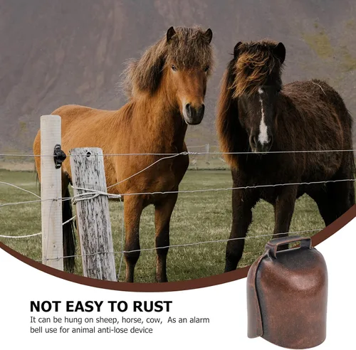 Miniatura 6 de 2pcs Vaca Caballo Oveja Pastoreo Cobre Campanas Ganado Granja Animal Cobre Fuerte Bronce Campanas L