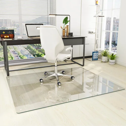 Miniatura 26 de [Vidrio templado] Tapete para silla de vidrio de 40 x 80 pulgadas, tapete para silla de oficina de 1/5 pulgadas de grosor para alfombra o suelo