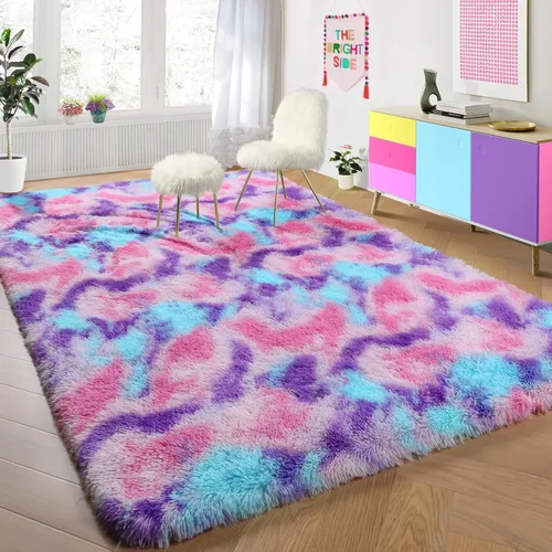 Miniatura 4 de PAGISOFE Tapete de área esponjoso, de pelo largo, suave, mullido, para decoración de dormitorio de niños y bebés y sala de estar, dinosaurios, 2
