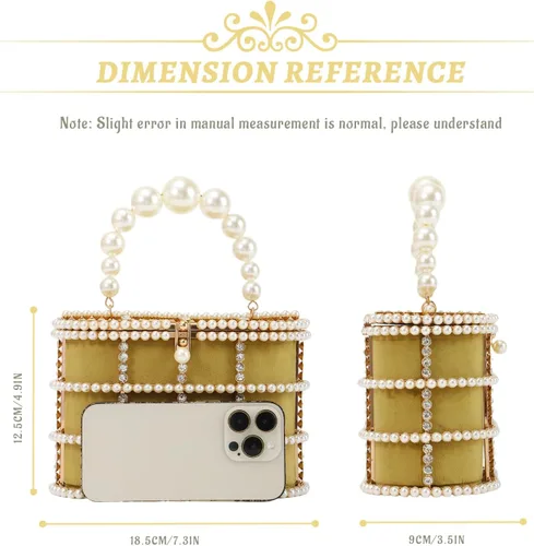 Miniatura 3 de Lanpet Bolso de noche para mujer, bolso de mano de metal con cristal para boda, baile de graduación, fiesta de cumpleaños