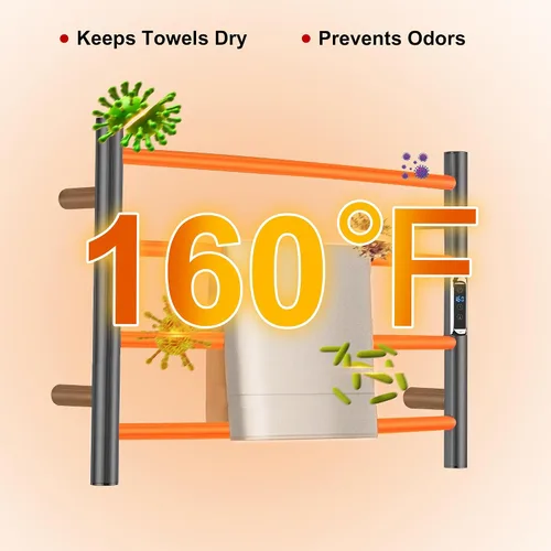 Miniatura 3 de Toalleros térmicos para baño, calentadores eléctricos de toallas para montar en la pared con temporizador y control de temperatura, calentador