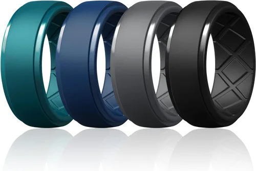 Miniatura 115 de Egnaro - Anillos de silicona para hombre, 25/64 pulgadas (10 mm) de ancho y 3/32 pulgadas (2.5 mm) de grosor, alianzas de boda de goma, paquete