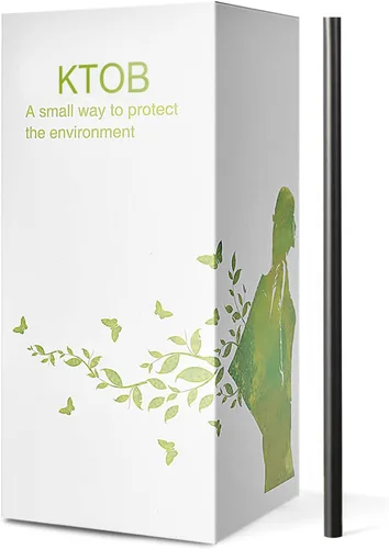 KTOB - 200 popotes de ácido poliláctico 100% compostables a base de plantas, biodegradables, color negro, sin plástico, pajitas de barra de plástico