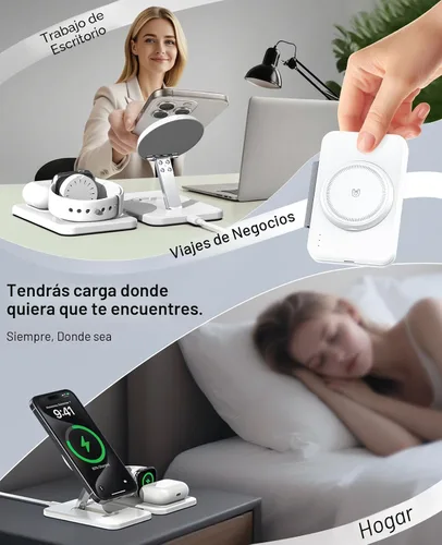 Miniatura 7 de Cargador inalámbrico magnético 3 en 1 para múltiples dispositivos Apple, estación de carga rápida plegable - Soporte de cargador Magsafe