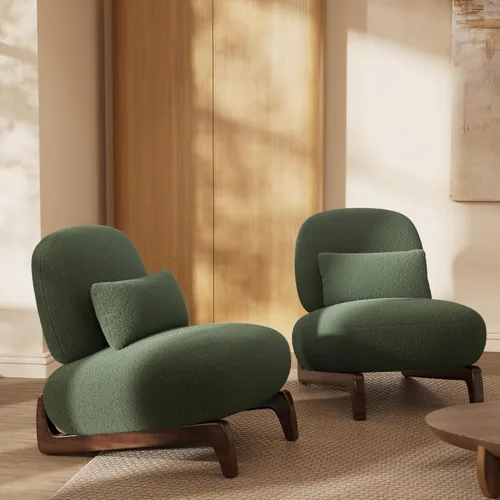 Miniatura 15 de Morden Fort Sherpa Boucle Sillón Individual de Sofá, Sofá Moderno Tapizado Silla Profunda con Almohada Decorativa Suave Amigable con la Piel Silla