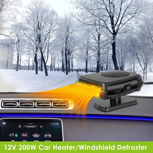 Miniatura 4 de Calentador de coche, 12V 200W Calentador portátil parabrisas desempañador y descongelador con calentamiento rápido y enfriamiento, ventiladores