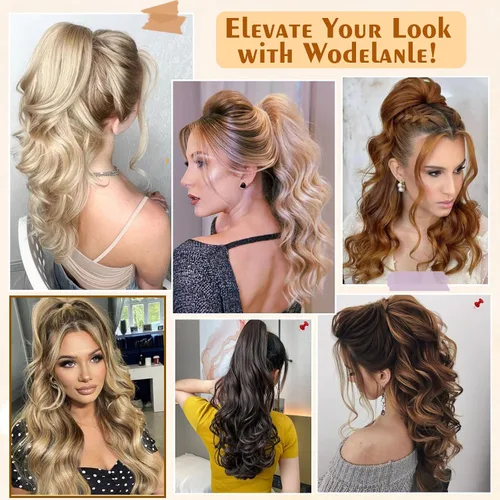 Miniatura 5 de Extensión de cola de caballo de 18 pulgadas, extensiones de cola de caballo sintéticas de aspecto natural, extensiones de cabello para mujer, rubio
