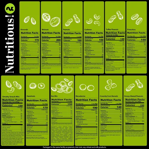 Miniatura 2 de NUT CRAVINGS - Cesta de regalo de nueces mixtas en bandeja de madera de diamante reutilizable + cinta verde (12 surtidos) golosinas para adultos