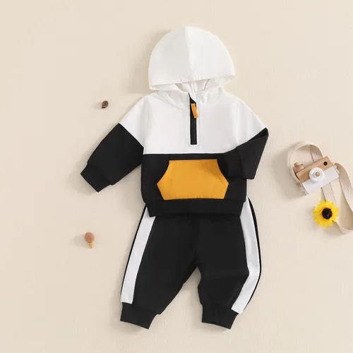 Miniatura 88 de Conjunto de ropa de otoño e invierno para bebé y niño, sudadera larga con capucha y pantalones para niños pequeños, 6, 12, 18, 24 meses, 2T