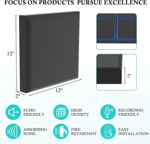 Miniatura 2 de JBER Acoustic Studio Foam, paquete de 24 paneles redondos tipo C de espuma acústica de 2" x 12" x 12", paneles de espuma para tratamiento de Panel C