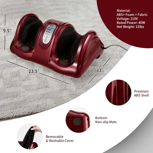 Miniatura 6 de Giantex Shiatsu - Aparato masajeador de pies, masaje profundo de amasado y rodado para pies, pantorrillas y tobillos, masajeador eléctrico
