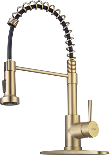 Miniatura 26 de WEWE Grifo de fregadero de cocina, grifos de cocina con rociador desplegable de acero inoxidable de una sola manija un solo agujero níquel cepillado