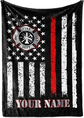 Manta de bombero personalizada acogedora | Manta personalizada para cama infantil | Decoración de dormitorio de bombero | Manta de forro polar suave