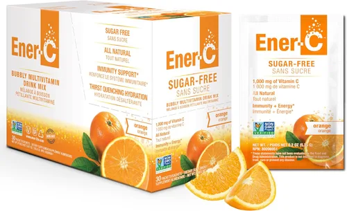 Ener-C Mezcla de bebidas multivitamínicas de naranja sin azúcar, 1000 mg de vitamina C, sin OMG, veganas, jugos de frutas reales, apoyo inmunitario