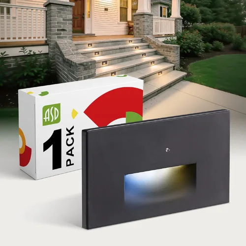 Miniatura 24 de ASD LED Luminaria de Escalera Empotrada, Iluminación de Pasada al Aire Libre del Atardecer al Amanecer 3CCT, Sensor de Movimiento, Fotocélula