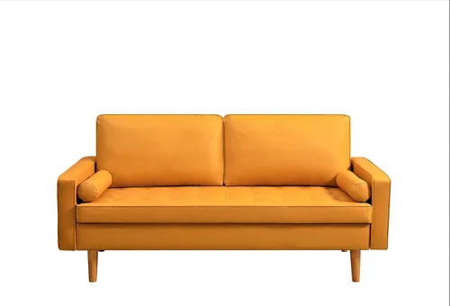 Miniatura 4 de Container Furniture - Sofá de piel sintética para la sala de estar moderna con cojines extraíbles y patas de madera maciza, sofá estilo lujoso