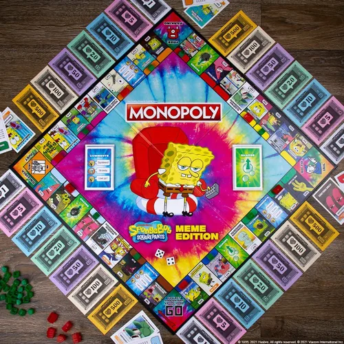 Miniatura 4 de Monopoly Spongebob Squarepants Meme Edition Basado en el programa de Nickelodeon Con memes familiares de ubicaciones, episodios y personajes
