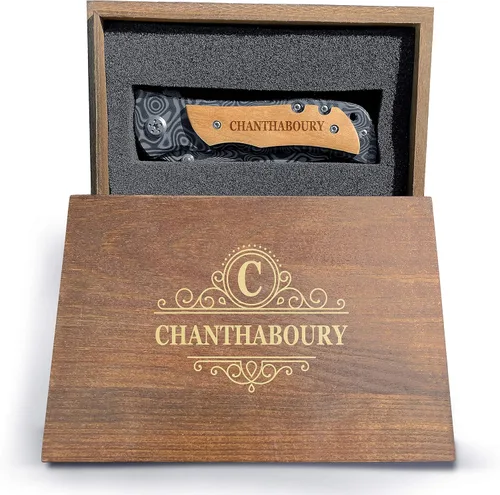 Miniatura 10 de Cuchillo de bolsillo plegable con estilo - Cuchillo de campamento para papá con mango de madera, hoja de acero inoxidable de 3.5 pulgadas 339_09