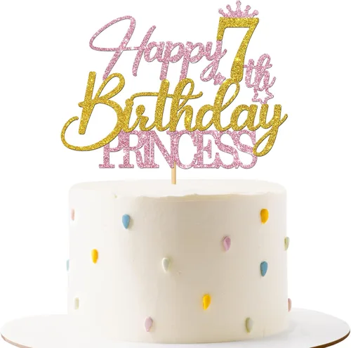 Miniatura 8 de Decoración para pastel de 5º cumpleaños de princesa – Suministros para pastel de cumpleaños de 5 años para niña – Decoración de fiesta de cumpleaños