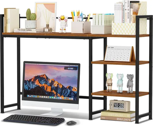 Miniatura 10 de Snughome Estante de Escritorio, Gabinete de Escritorio de 38.6" para Monitor de Computadora, Estante Organizador de Escritorio, Estante de Negro