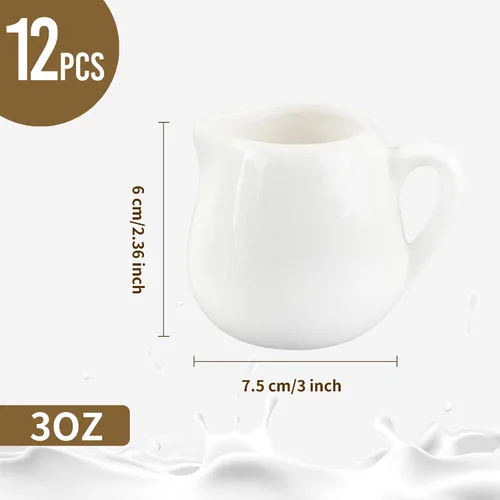 Miniatura 2 de 12 mini crema de cerámica, jarra pequeña de crema de porcelana de 3 onzas, jarra pequeña de jarabe, jarra de crema de café, dispensador de crema