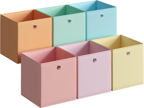 SONGMICS Cubos de almacenamiento, juego de 6 cajas de almacenamiento plegables sin olor, 10.2 x 10.2 x 11 pulgadas, organizadores de armario para