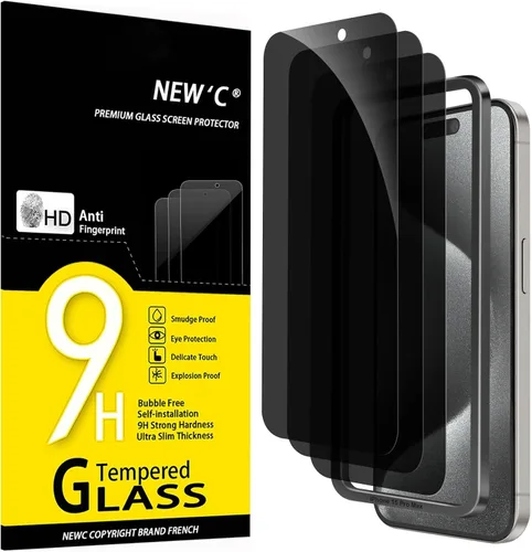 Miniatura 12 de NEW'C Paquete de 3 protectores de pantalla de privacidad para iPhone Air/iPhone 17 Air (6.5 pulgadas), película de vidrio templado antiespía
