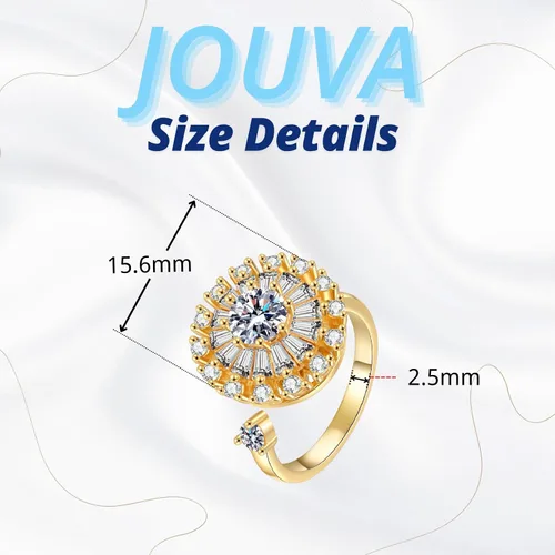 Miniatura 2 de Anillo giratorio ajustable chapado en oro de 18 quilates para mujer, anillo de girasol para aliviar el estrés