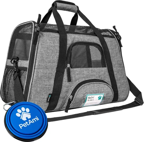 Miniatura 11 de PetAmi Transportador de mascotas aprobado por aerolíneas para gatos, transportador de perros de lados suaves para perros pequeños, suministros
