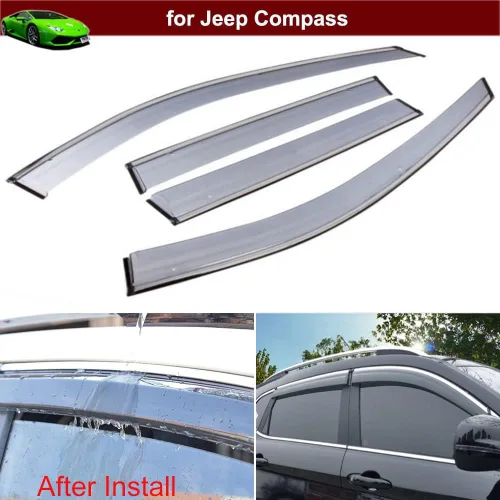Miniatura 2 de Deflectores de viento para ventana de automóvil, protectores de lluvia compatibles con VW Atlas/Atlas R-Line 2017 2018 2019 2020 2021 2022 2023 2024