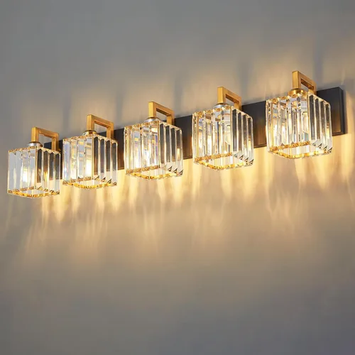 Miniatura 43 de Lámpara de tocador moderna de 2 luces de níquel cepillado, lámpara de tocador de cristal, luz de pared de baño, accesorios de iluminación de baño