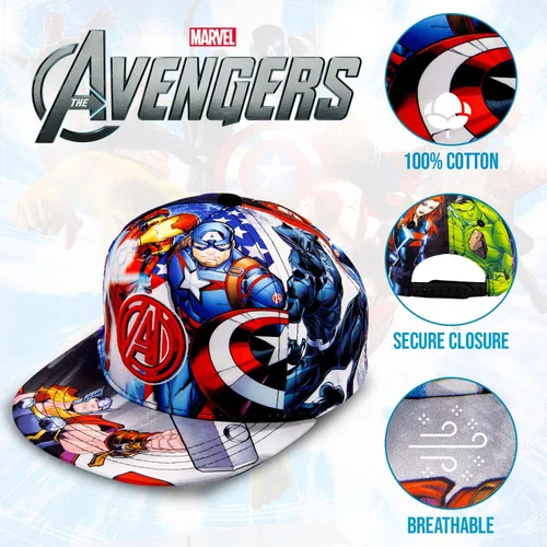 Miniatura 3 de Marvel Gorra de béisbol de Capitán América, Ironman, Avengers y Hulk para niños – Sombrero de los Vengadores para jóvenes de 5 a 14 años