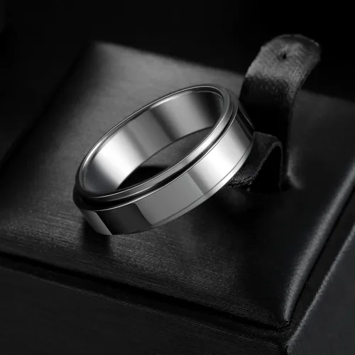 Miniatura 59 de Anillos giratorios para la ansiedad para hombre, anillos clásicos de cadena para mujeres y adultos, anillo de acero de titanio